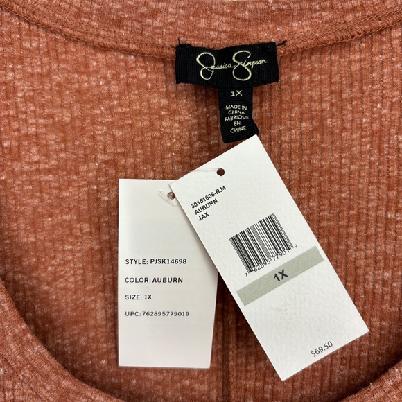 Jessica Simpson Womens Size 1X Jax Front Slit Rib Knit Dress Burnt Orange Auburn - Picture 5 of 12